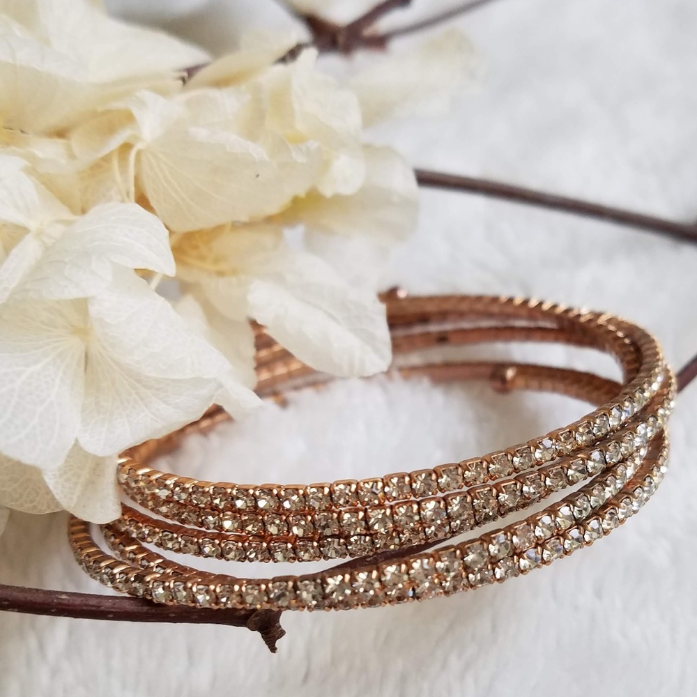 Rose Gold Rhinestone Wrap Bracelet, NWOT